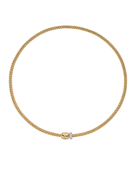 COLLANA FLEX'IT CON CHIUSURA DECORATIVA E PAVé DI DIAMANTI DI FOPE