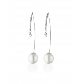 ORECCHINI IN ORO BIANCO 18 KT CON PERLE EDISON E DIAMANTI DI COSCIA